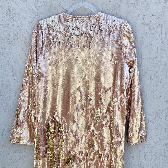 NWT Blanka The Label Rise Gold Sequin Open Front Duster Jacket XS - Picture 6 of 7